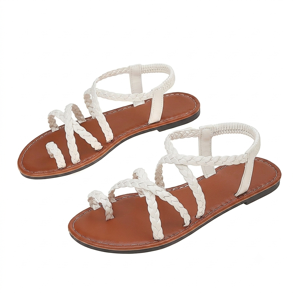 Lightweight Criss Cross Strap Slingback Flat Sandals With Elastic Back For Women