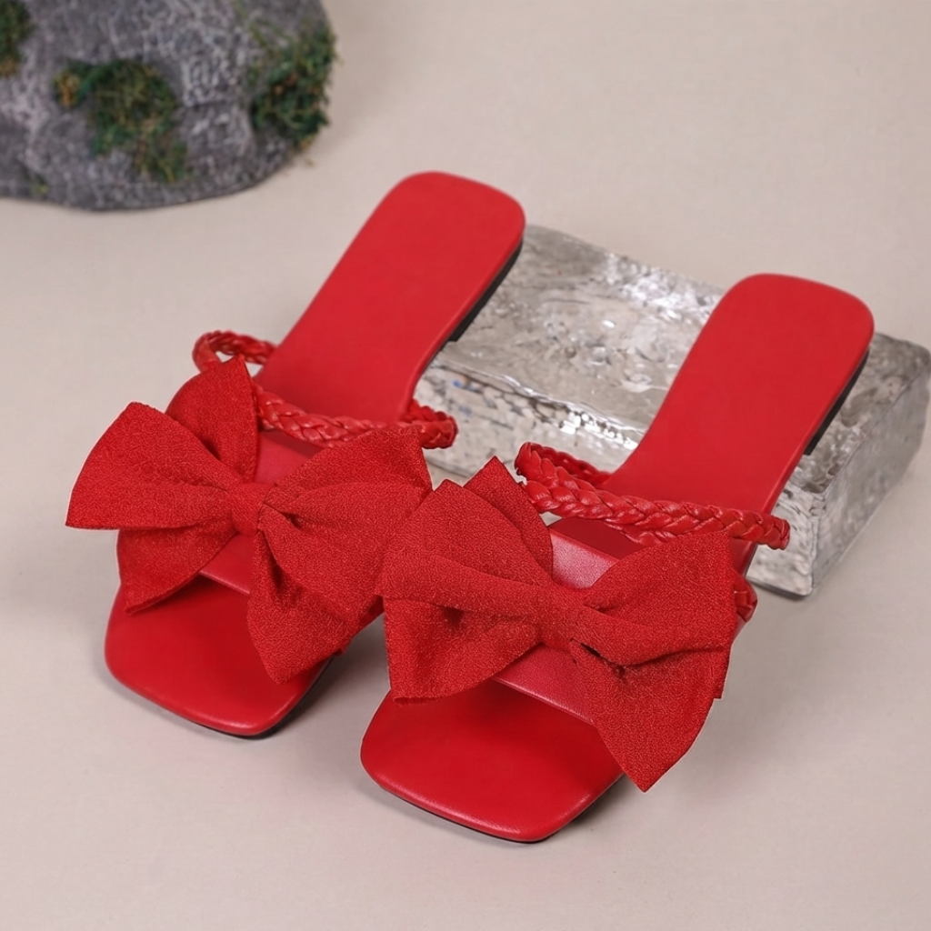 Soft Bow Flat Slide Slip On Sandals For Women Beach And Vacation Wear