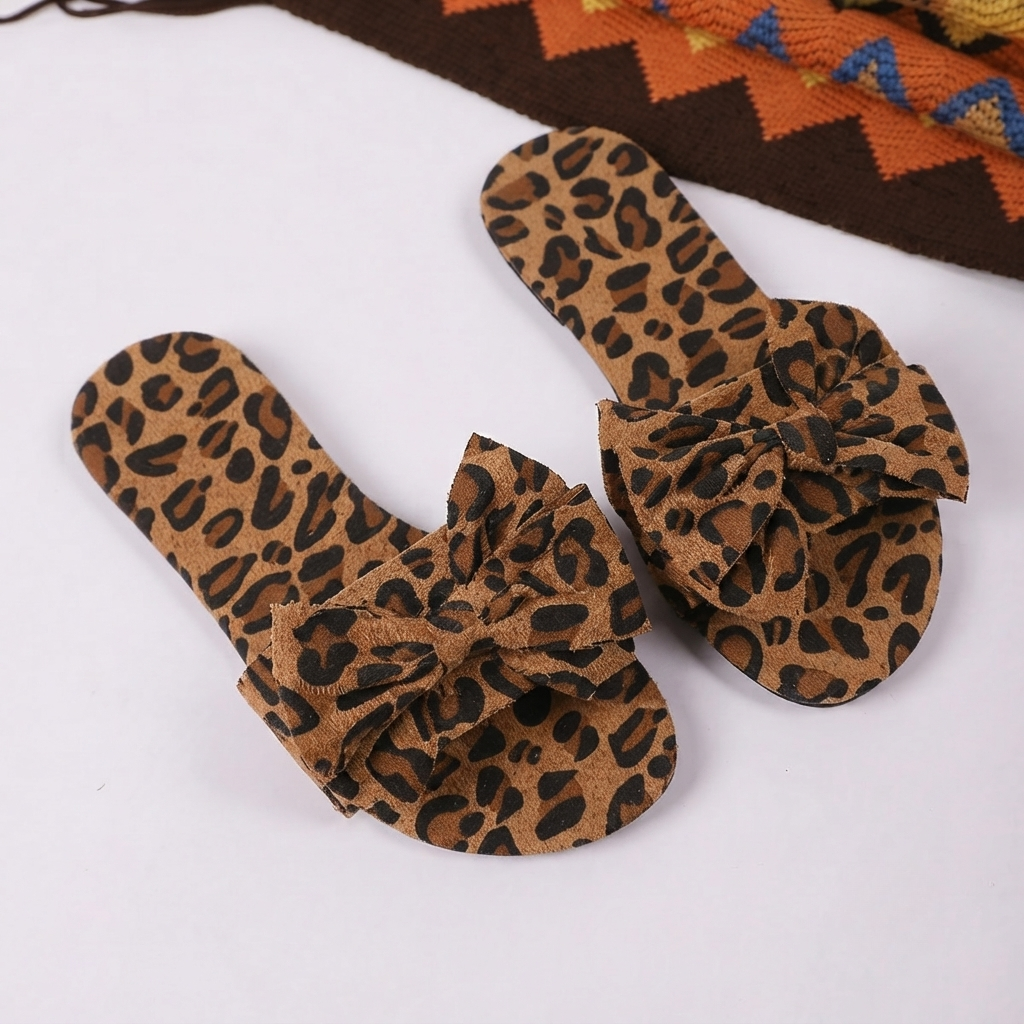 Soft Bow Flat Slide Slip On Sandals For Women Beach And Vacation Wear