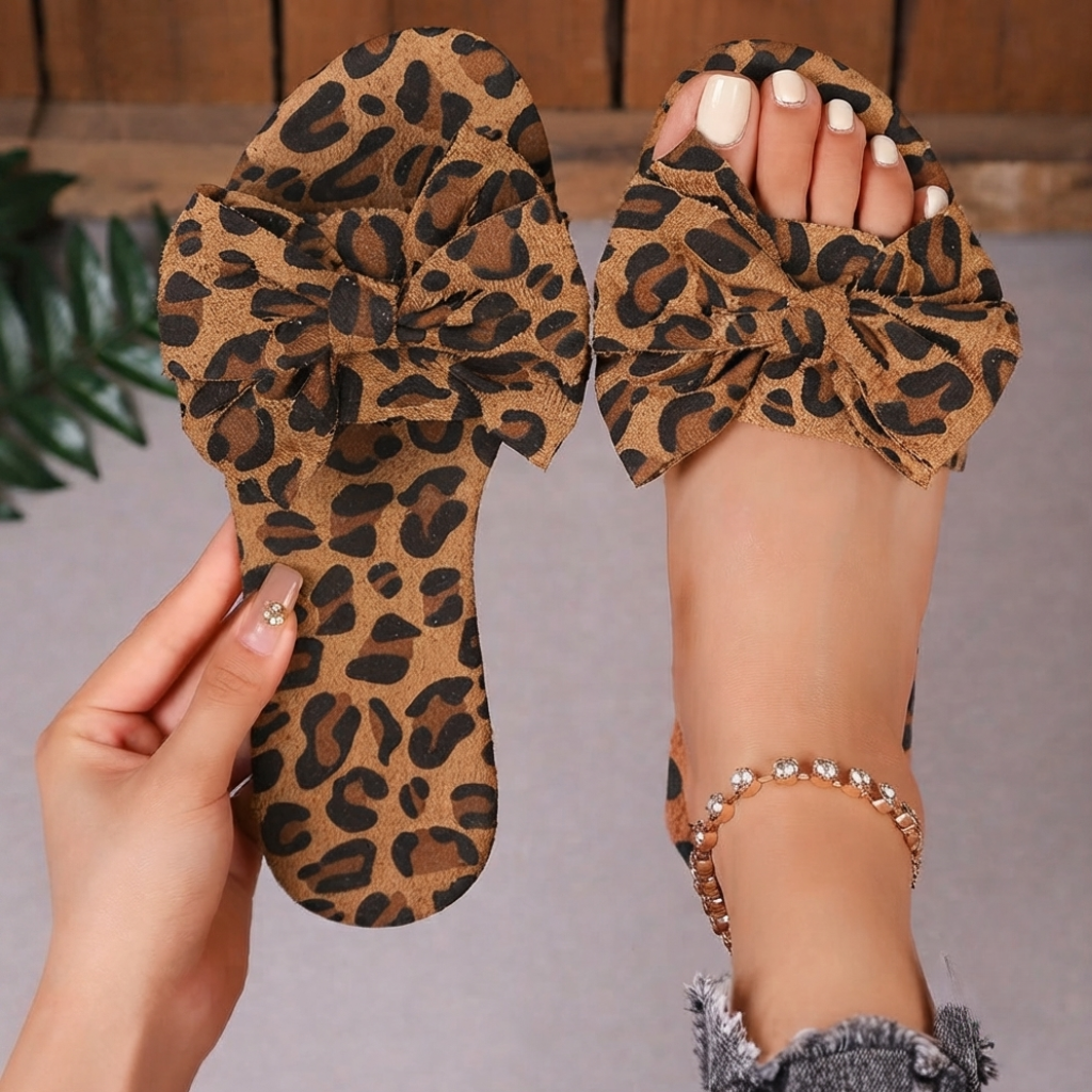 Soft Bow Flat Slide Slip On Sandals For Women Beach And Vacation Wear