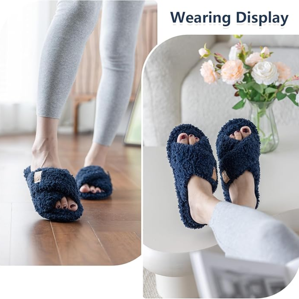 Fuzzy Faux Fur Slip Slippers For Women