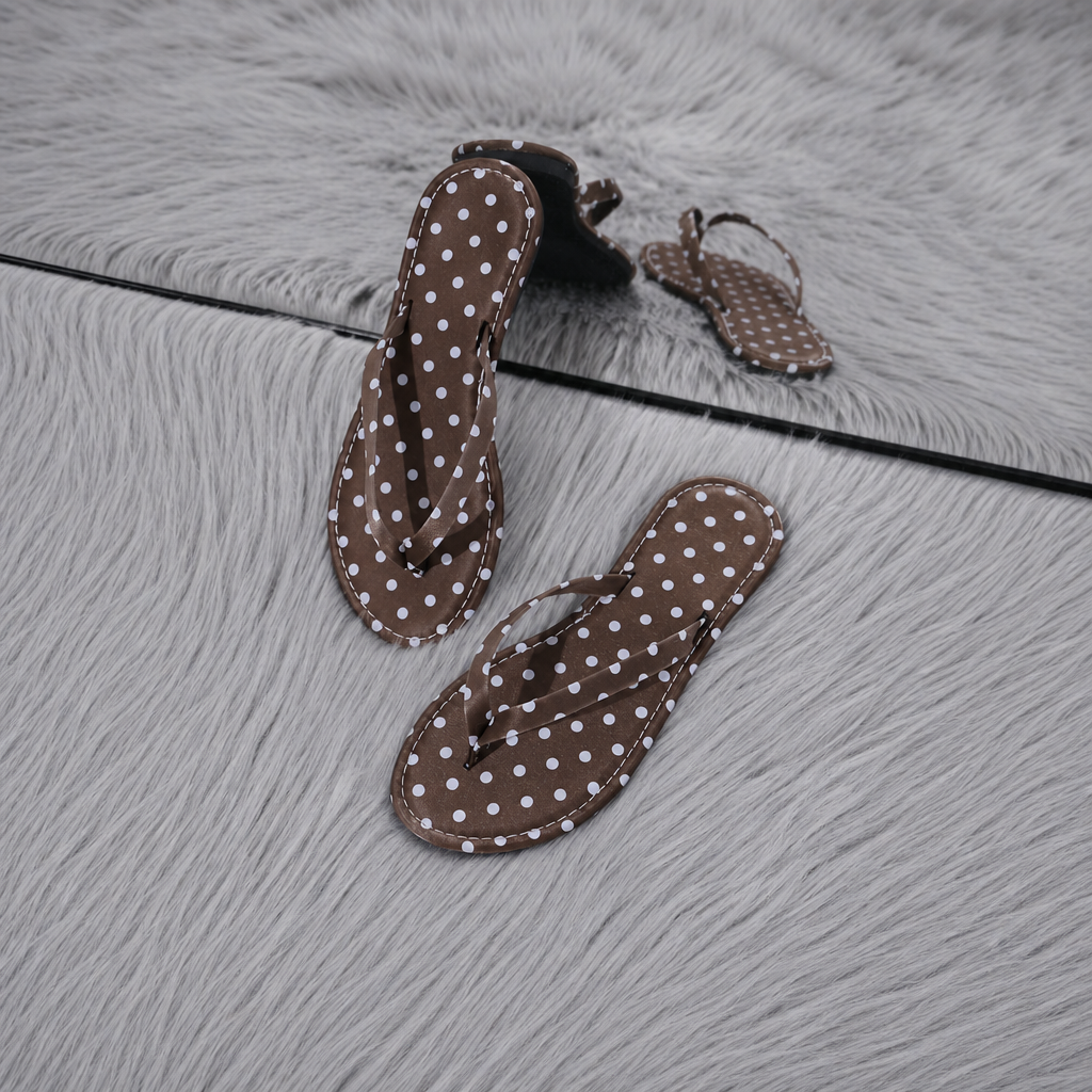 Polka Dot Flat Thong Sandals for Summer and Beach Wear