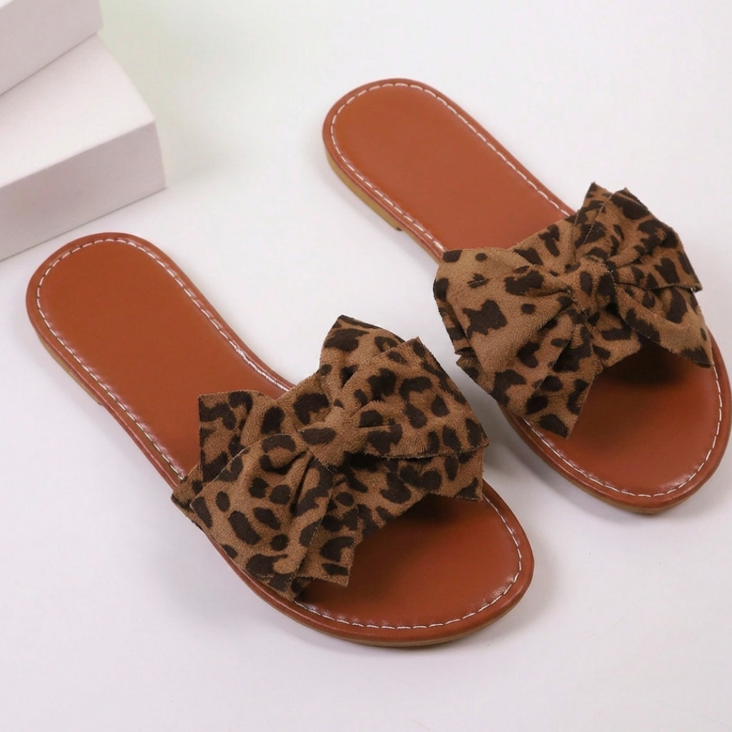 Soft Bow Flat Slide Slip On Sandals For Women Beach And Vacation Wear