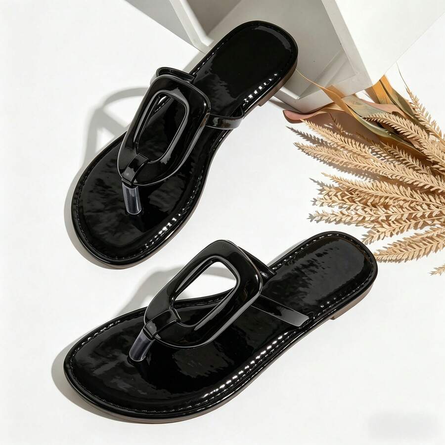 Dressy Geometric Buckle Flat Sandals For Women