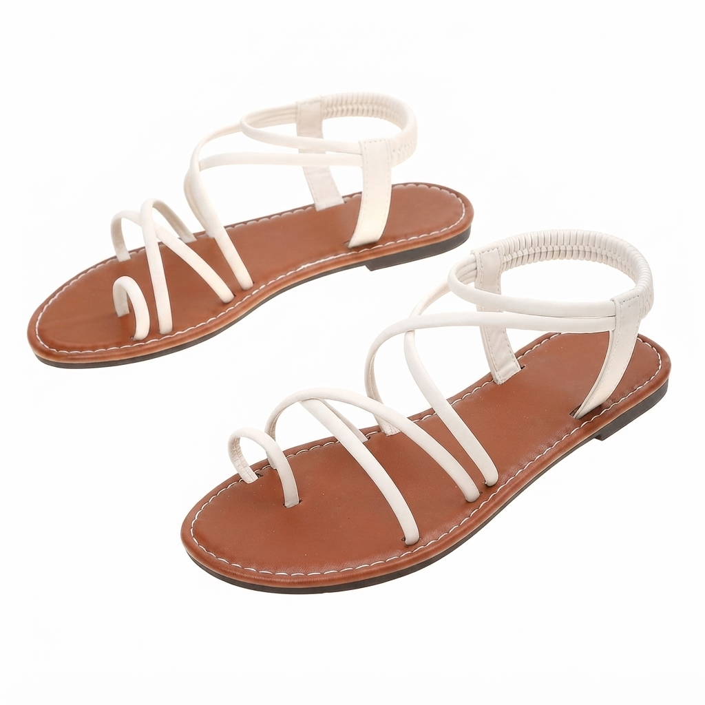 Lightweight Criss Cross Strap Slingback Flat Sandals With Elastic Back For Women