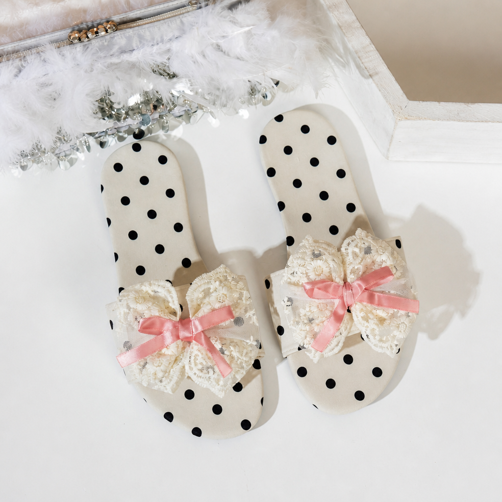 Big Bow Flat Slip On Slippers with Lightweight Design for Women