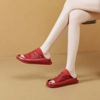 Comfy Leather Platform Slippers-Soco Sands