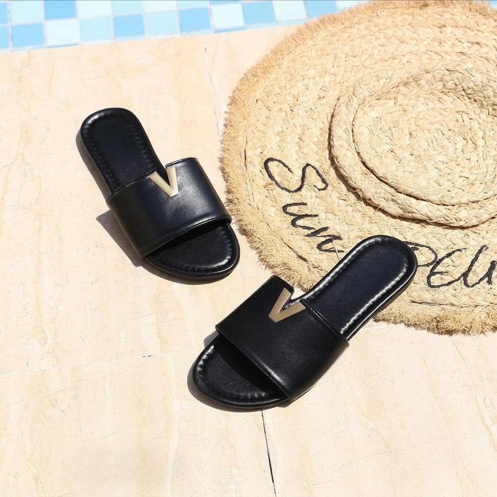 Casual Flat Slip On Slide Sandals With Stylish Detail For Women