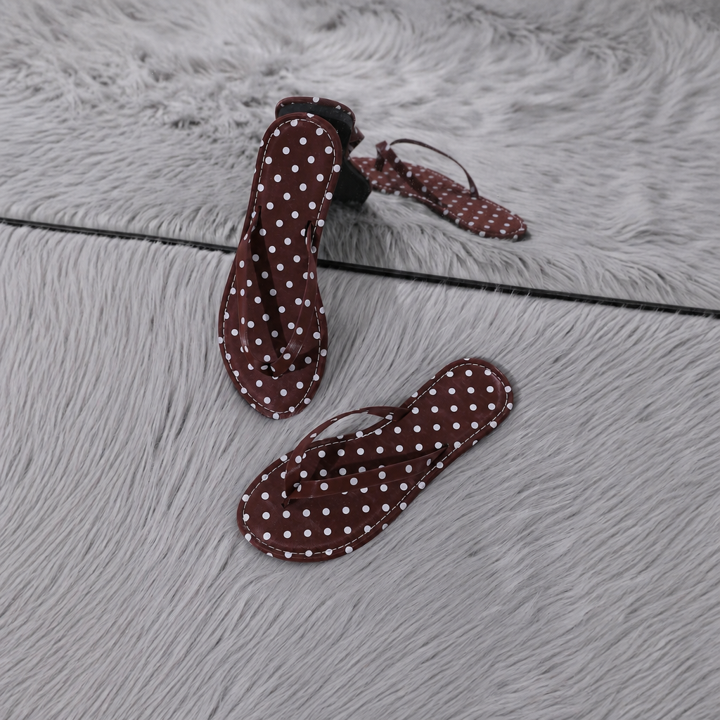 Polka Dot Flat Thong Sandals for Summer and Beach Wear