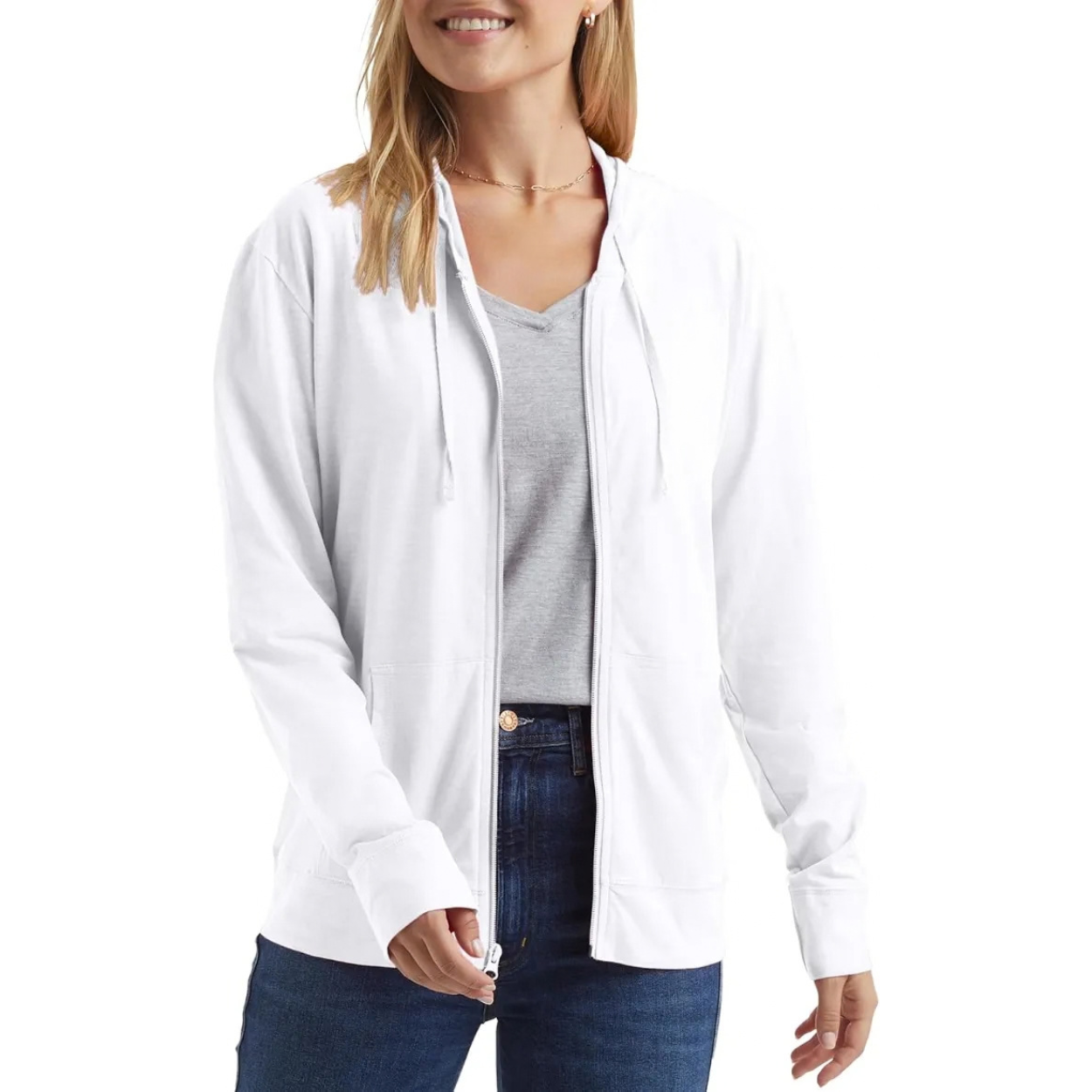 Casual Lightweight Full Zip Hoodie For Women