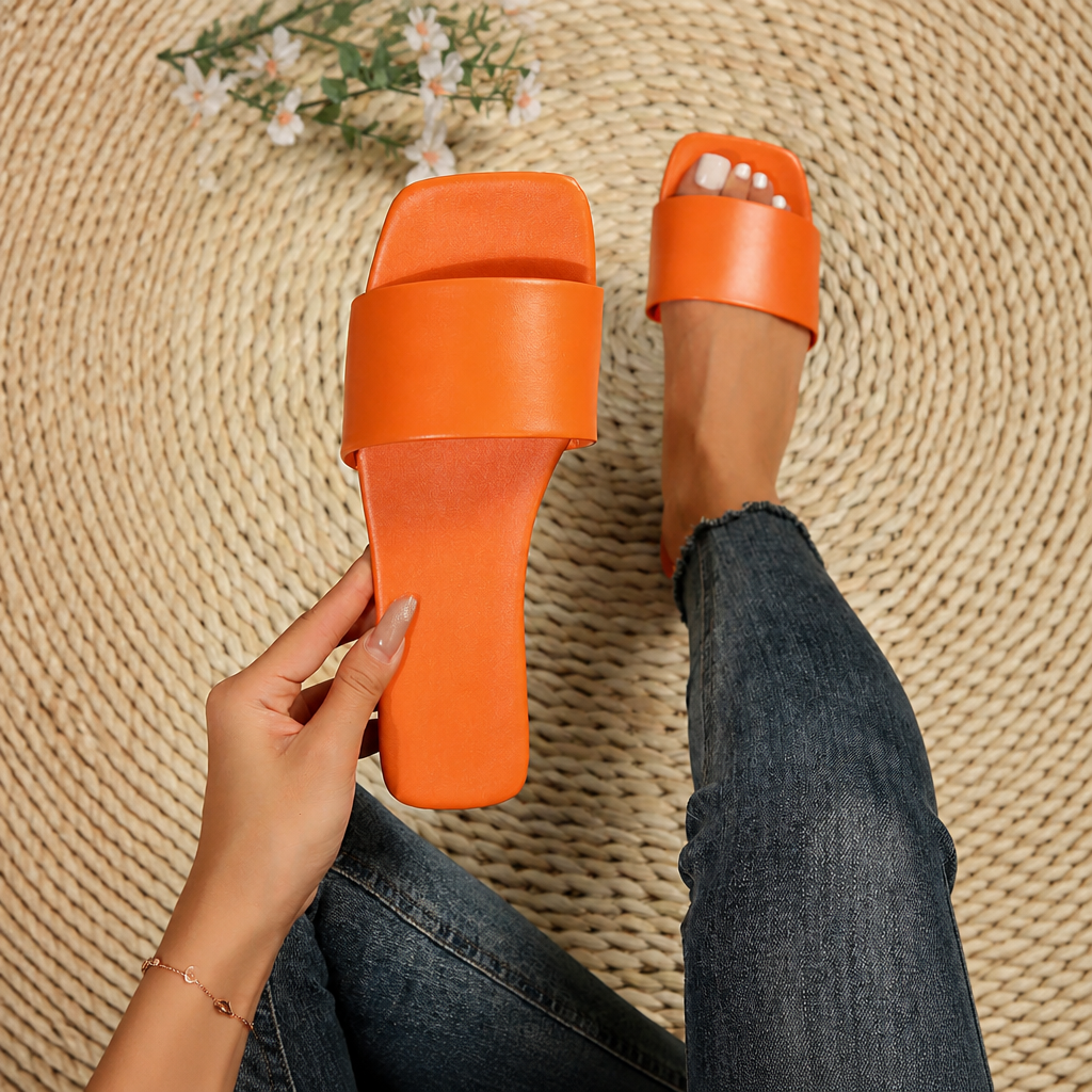 Casual Minimalist Summer Flat Slide Mule Sandals For Women
