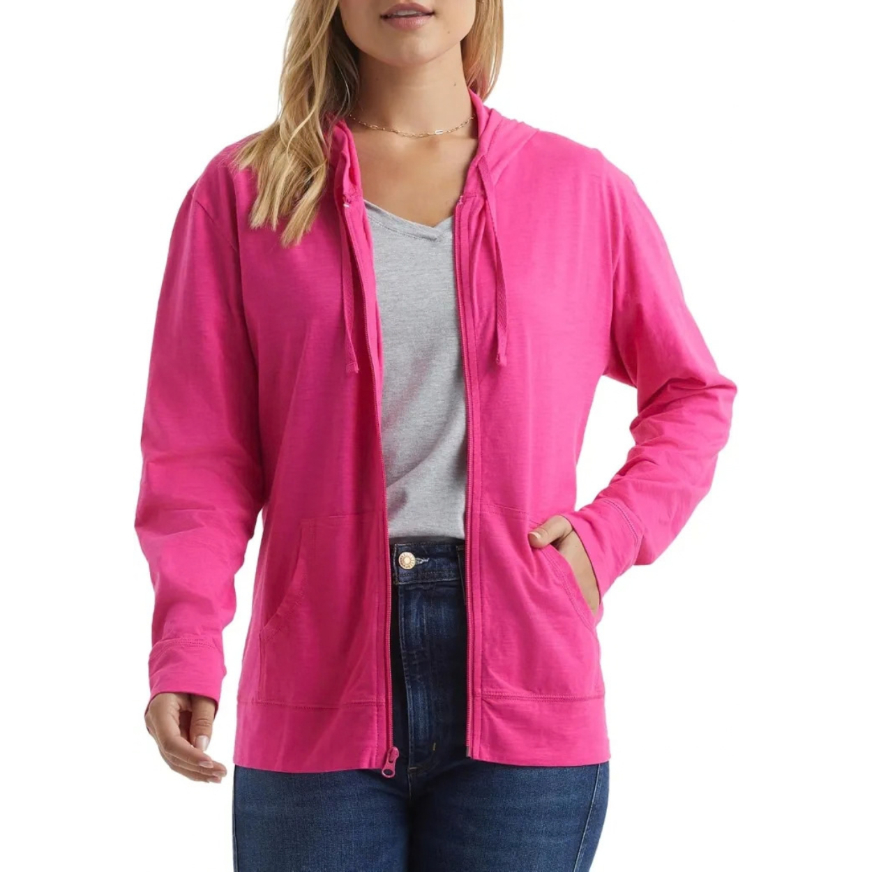 Casual Lightweight Full Zip Hoodie For Women
