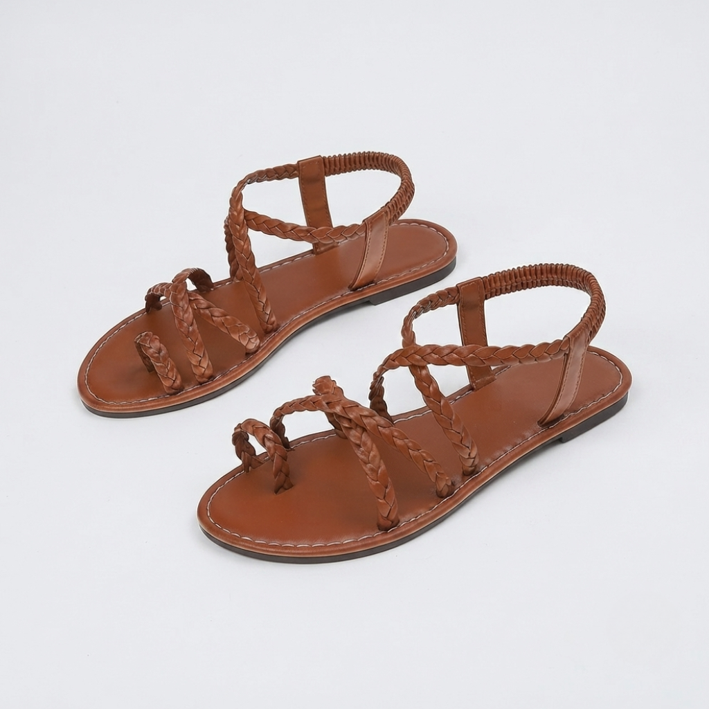 Lightweight Criss Cross Strap Slingback Flat Sandals With Elastic Back For Women