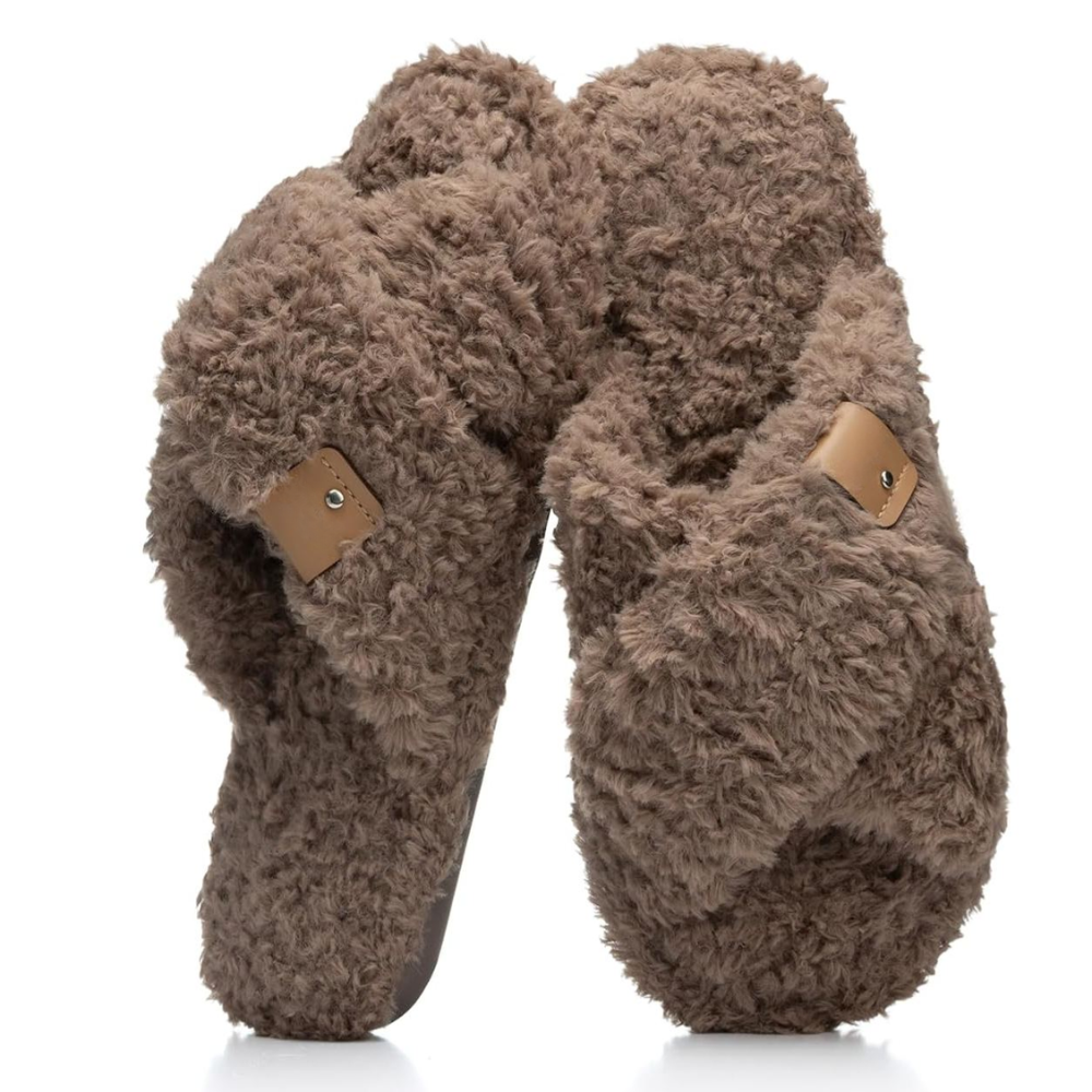 Fuzzy Faux Fur Slip Slippers For Women