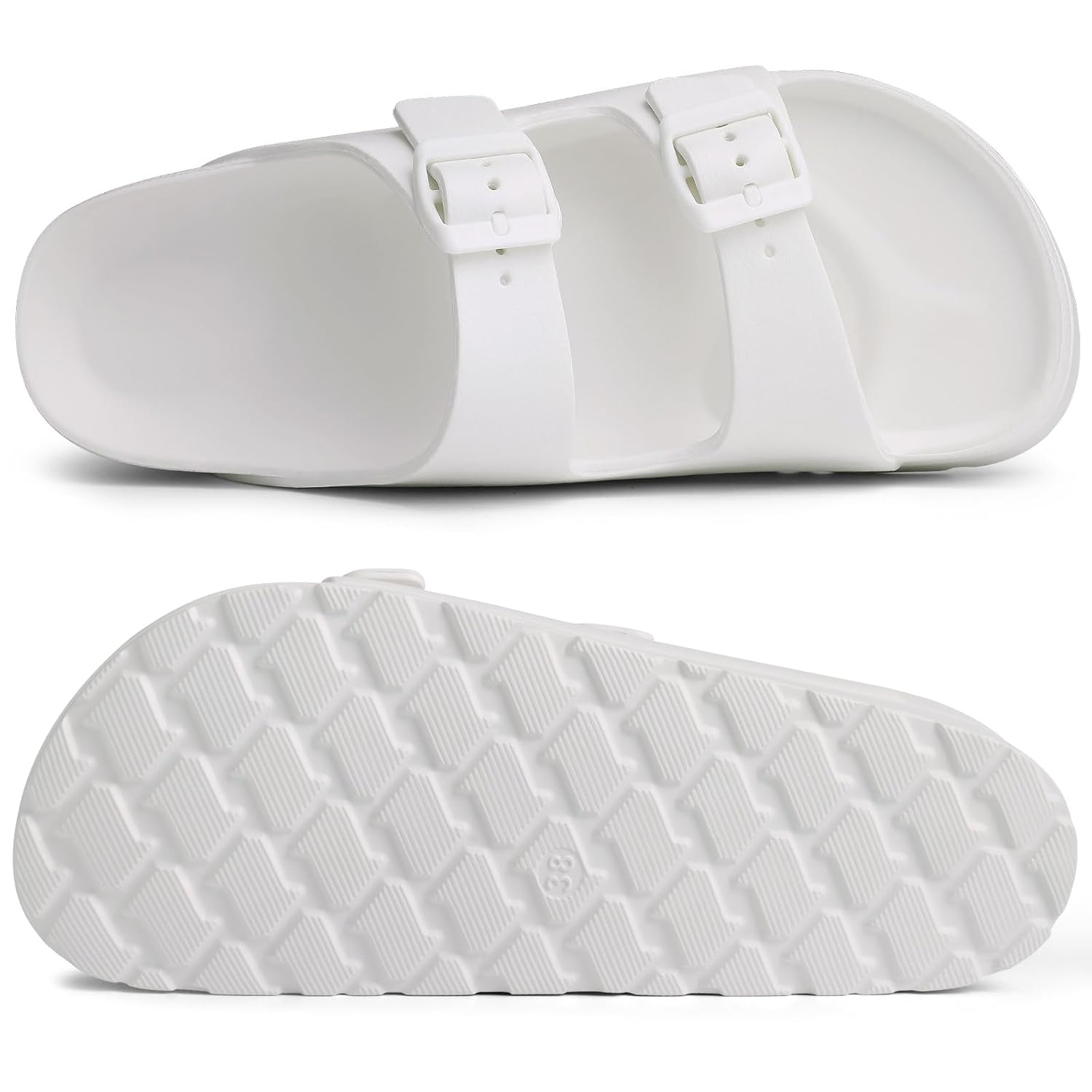 Lightweight Platform Slip On Sandals With Double Buckle Design For Women