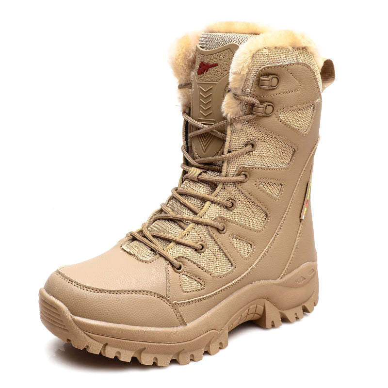 Plush Men Lace Up Casual High Top Snow Boots-Soco Sands