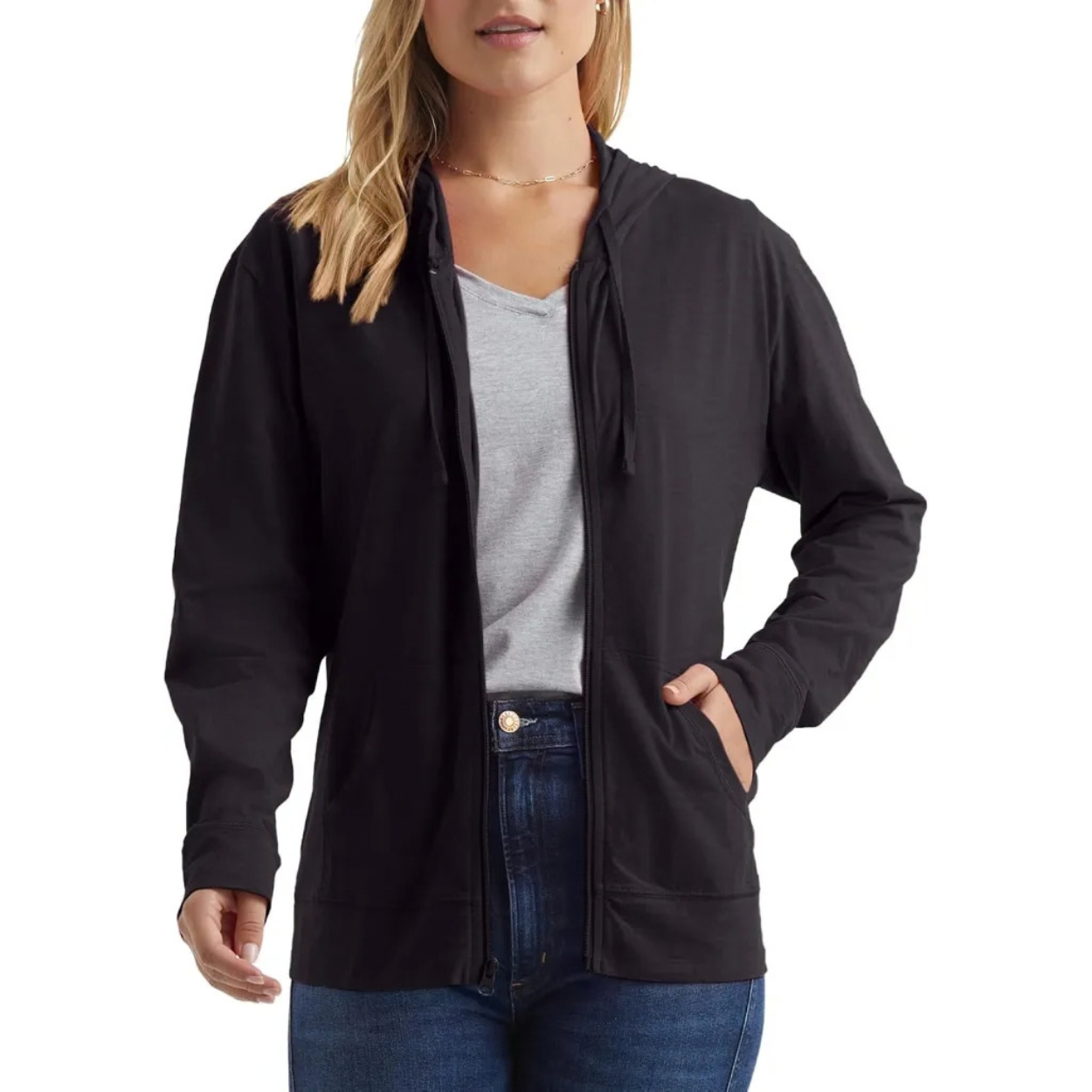 Casual Lightweight Full Zip Hoodie For Women
