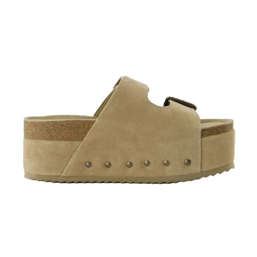 Suede Platform Slide Sandal With Dual Straps For Women