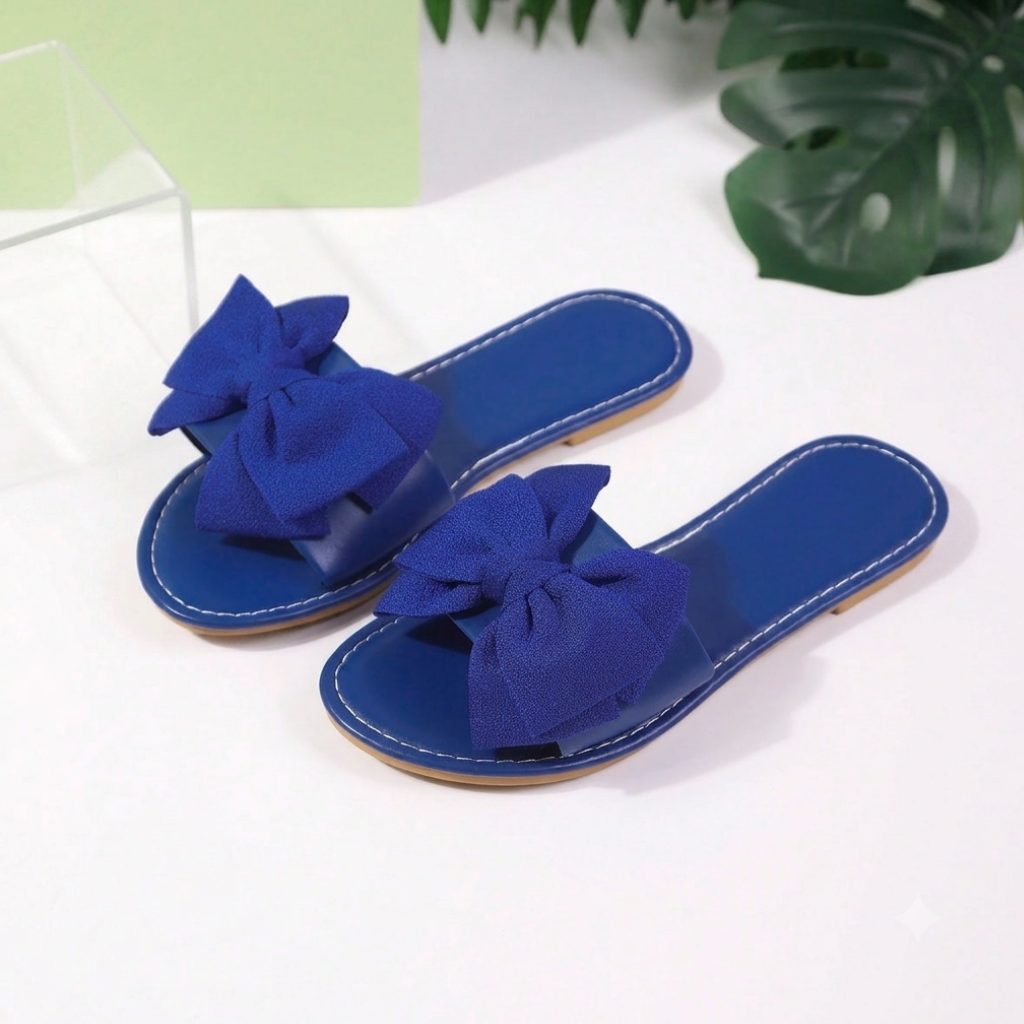 Soft Bow Flat Slide Slip On Sandals For Women Beach And Vacation Wear