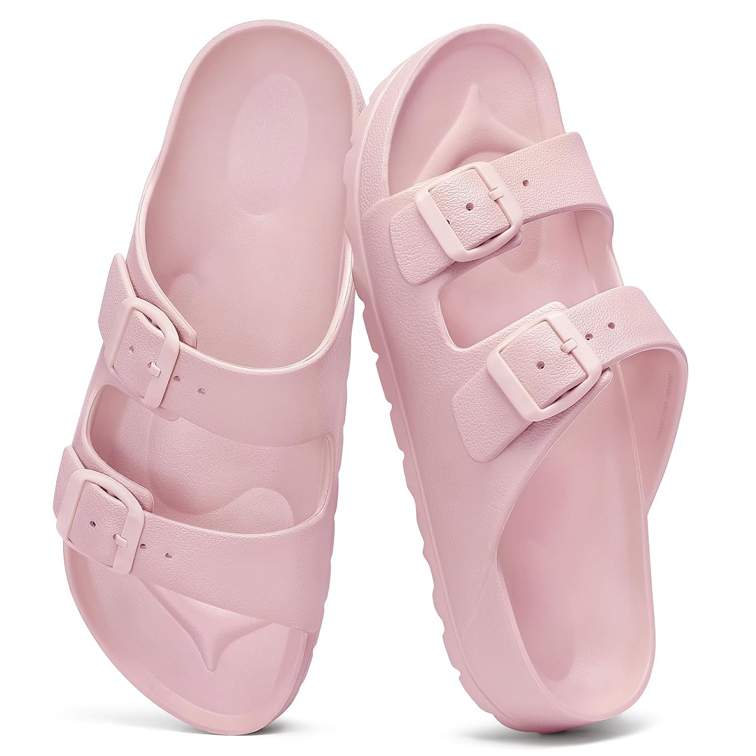 Lightweight Slip On Slide Waterproof Sandals With Adjustable Double Buckle For Women