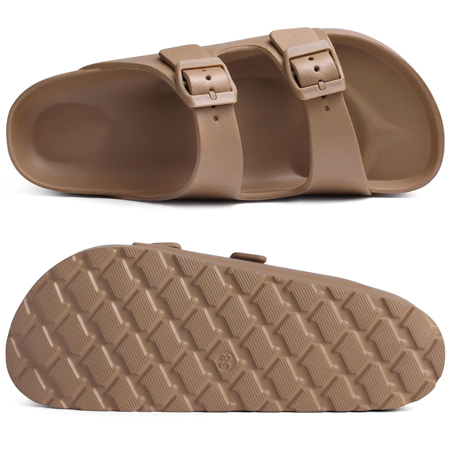 Lightweight Platform Slip On Sandals With Double Buckle Design For Women