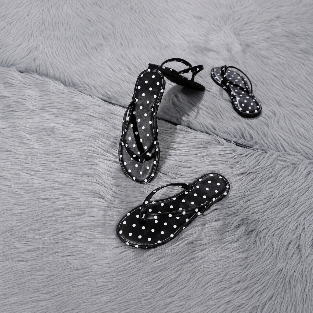 Polka Dot Flat Thong Sandals for Summer and Beach Wear