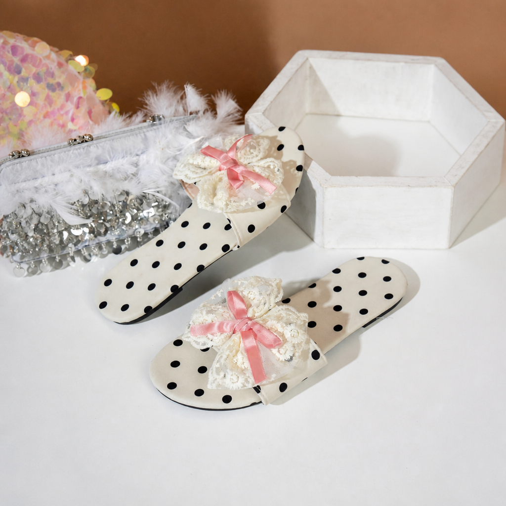 Big Bow Flat Slip On Slippers with Lightweight Design for Women