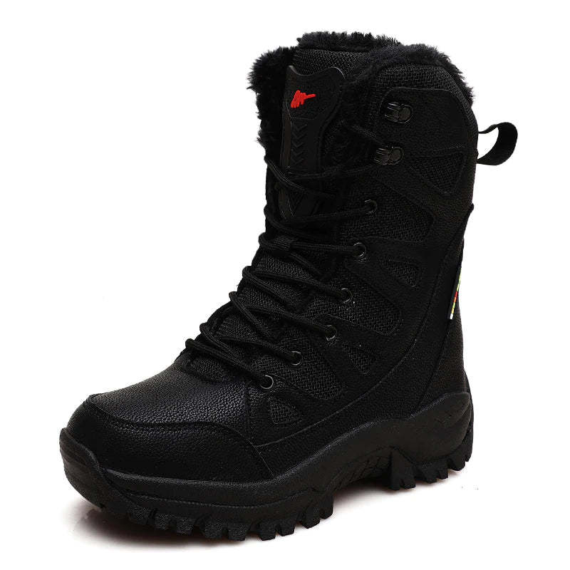 Plush Men Lace Up Casual High Top Snow Boots-Soco Sands