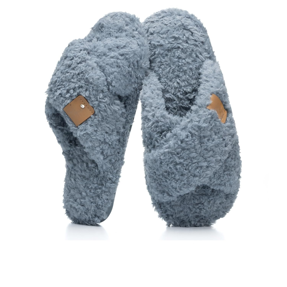 Fuzzy Faux Fur Slip Slippers For Women