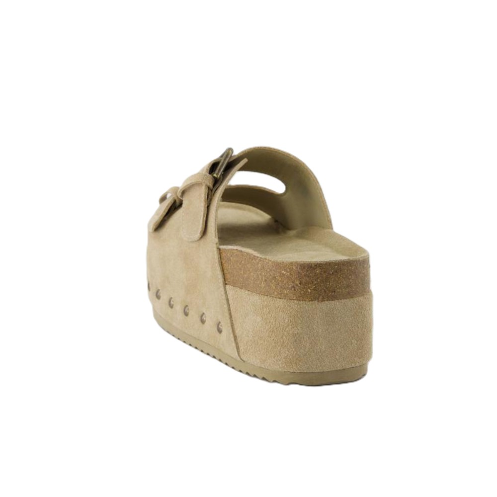 Suede Platform Slide Sandal With Dual Straps For Women