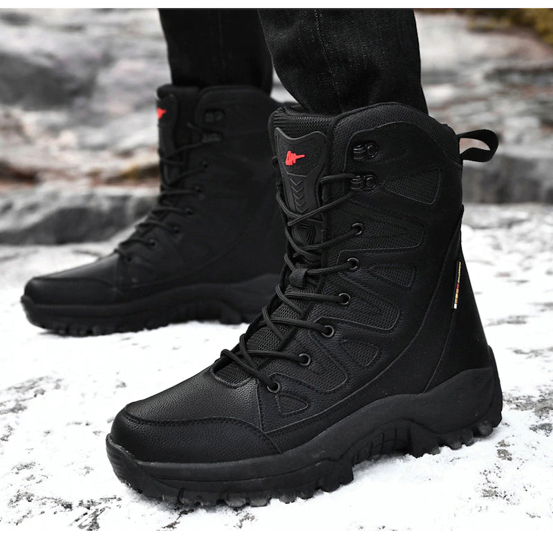 Plush Men Lace Up Casual High Top Snow Boots-Soco Sands