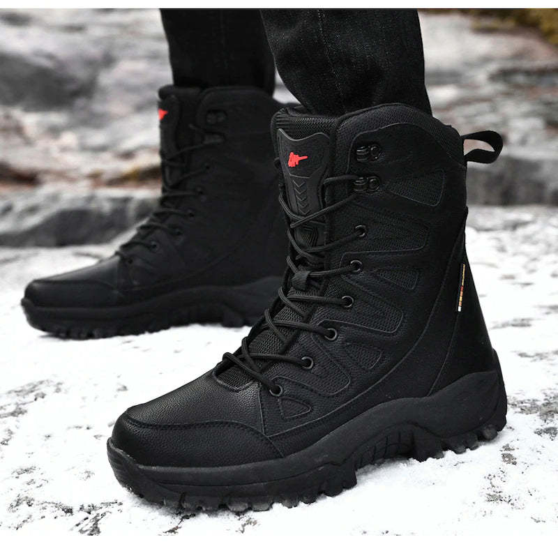 Plush Men Lace Up Casual High Top Snow Boots-Soco Sands