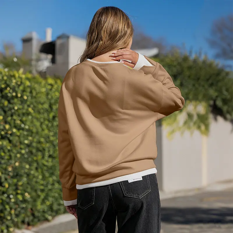Patchwork Oversized Long Sleeve Pullover Hoodie for Women