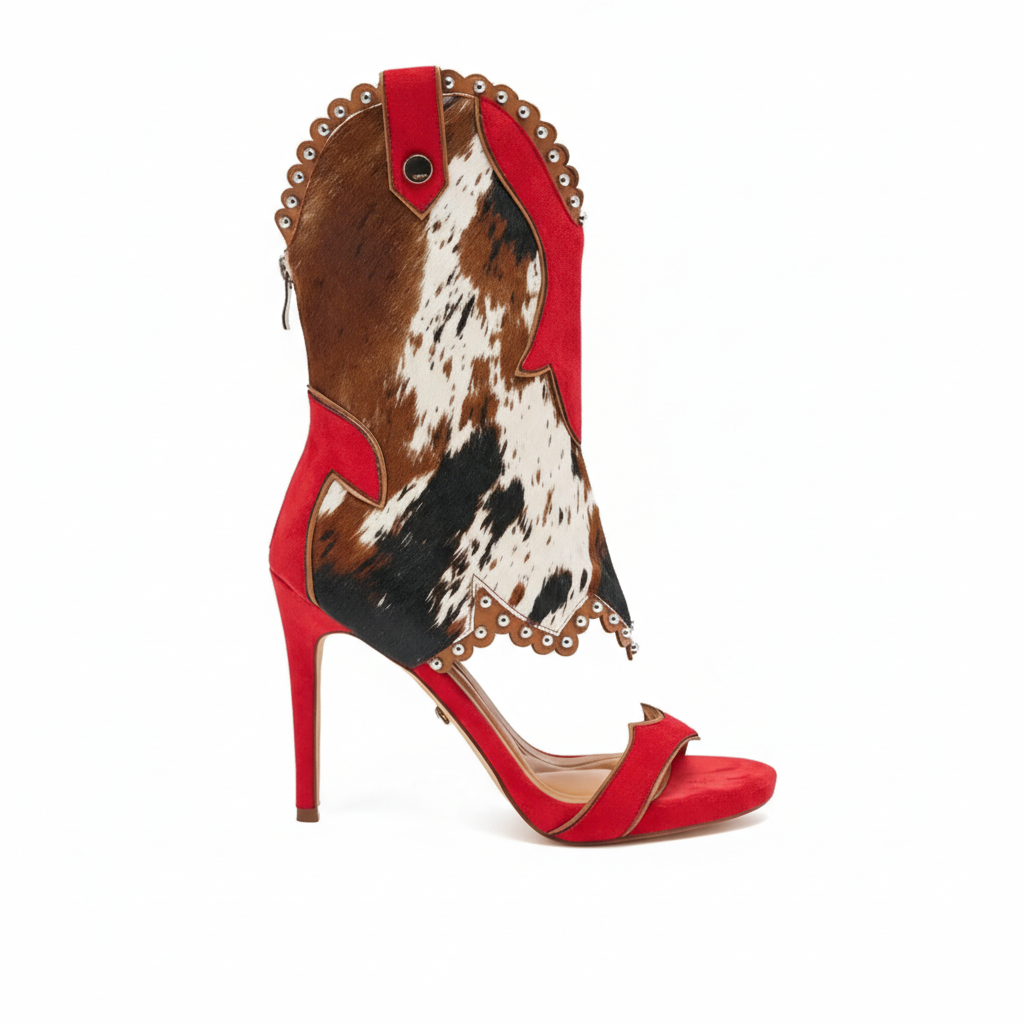 Western Gladiator Style Cow Pattern Sandal For Women