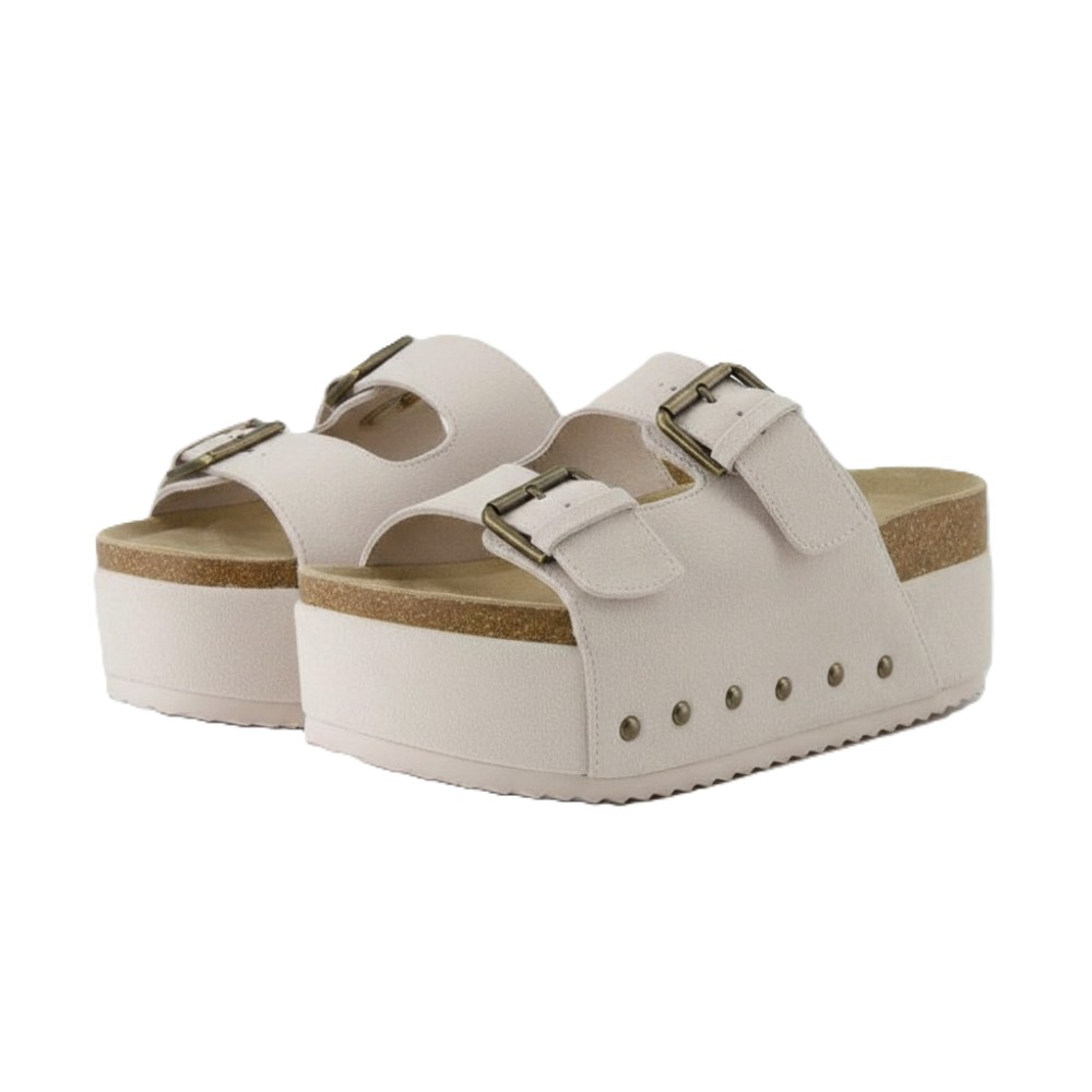 Suede Platform Slide Sandal With Dual Straps For Women