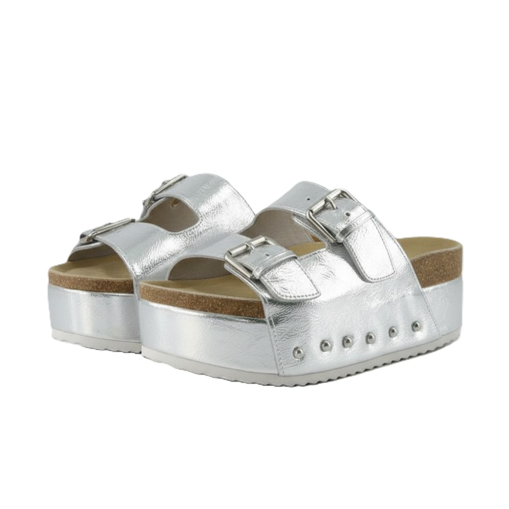 Suede Platform Slide Sandal With Dual Straps For Women