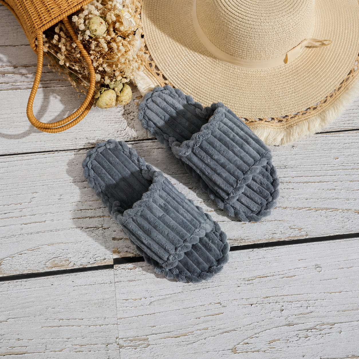 Fluffy Fleece Indoor Winter Slippers For Women