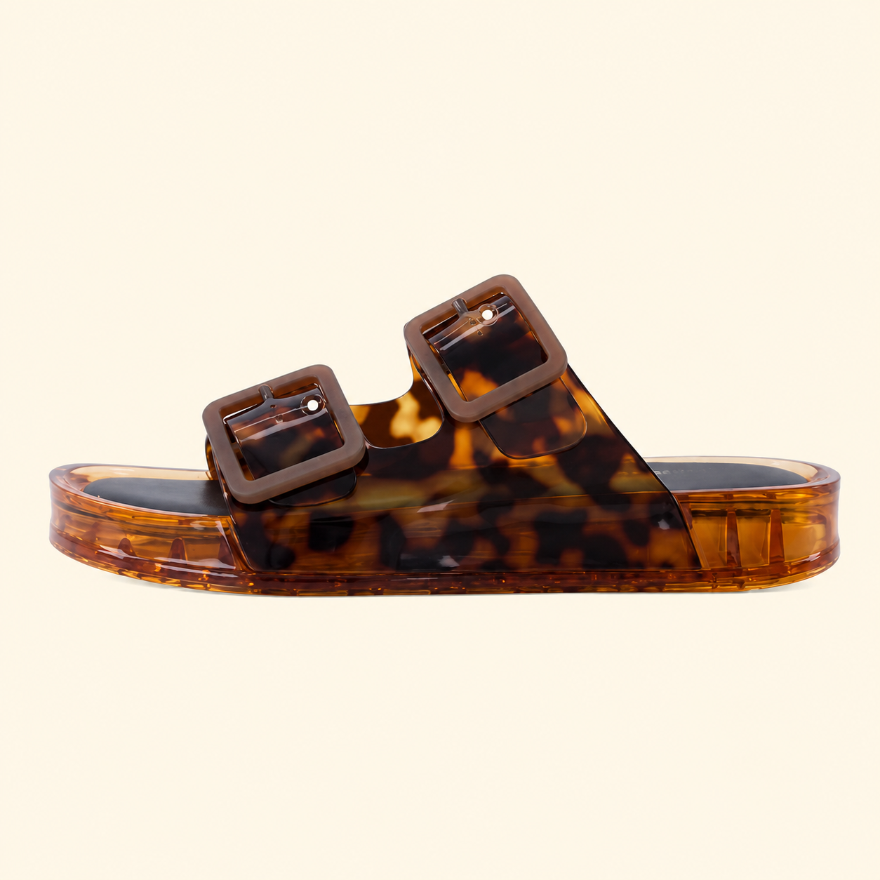 Adjustable Double Buckle Slide Slip On Sandals For Women