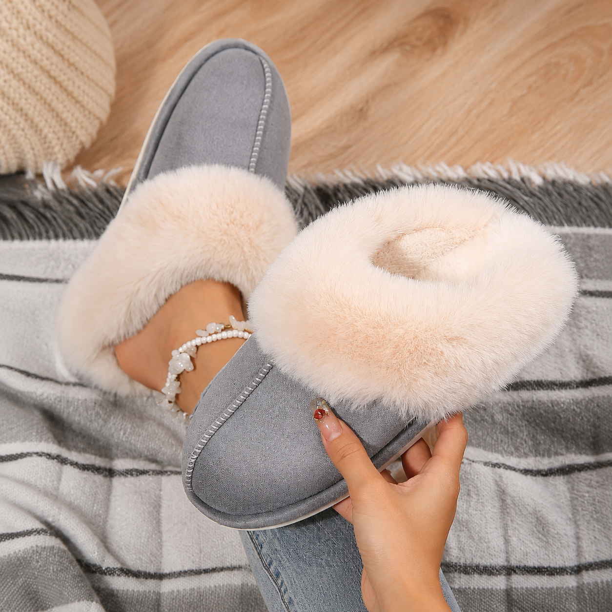 Casual Cozy Slip On Moccasin Slippers For Women