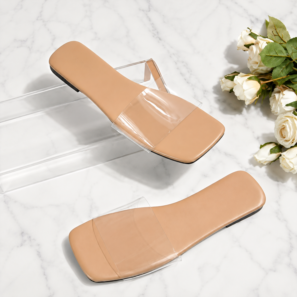 Casual Gatherings Transparent Strap Slide Sandals For Women