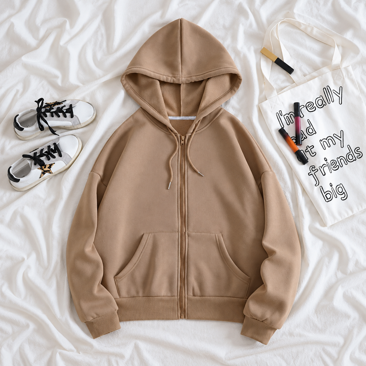 Casual Long Sleeve Zip Up Hoodie For Women