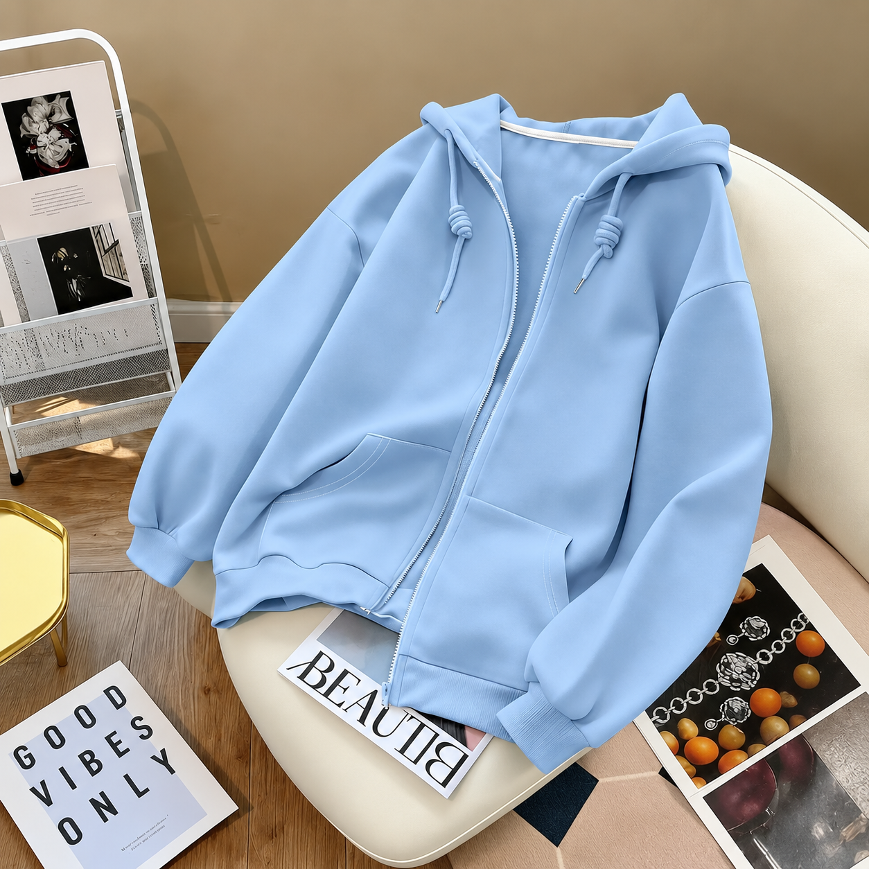 Casual Long Sleeve Zip Up Hoodie For Women