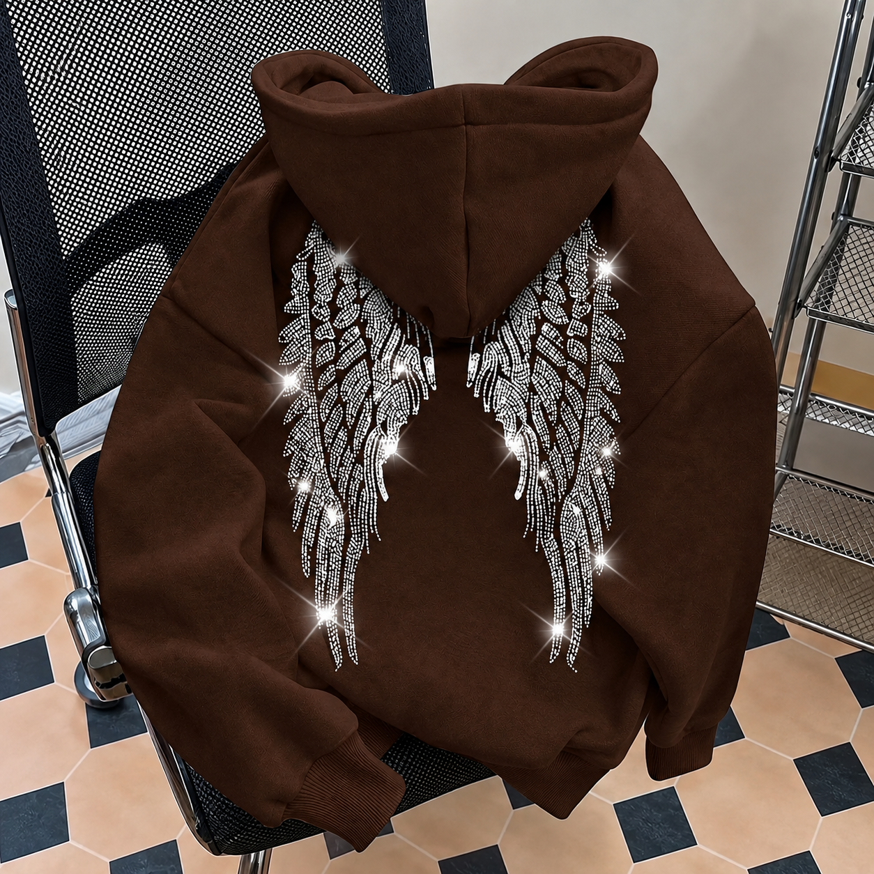 Casual Glitter Wing Graphic Sweatshirt For Women