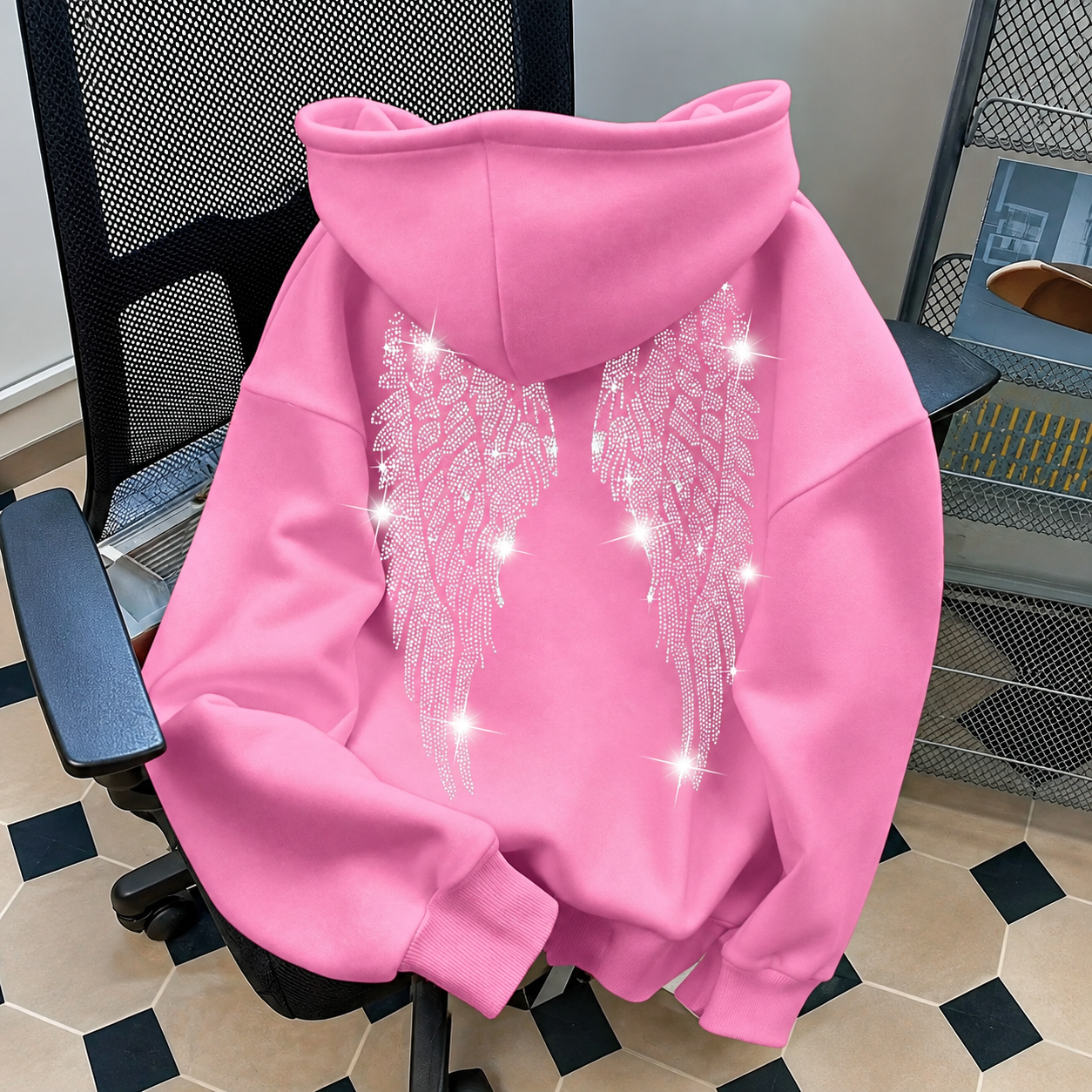 Casual Glitter Wing Graphic Sweatshirt For Women