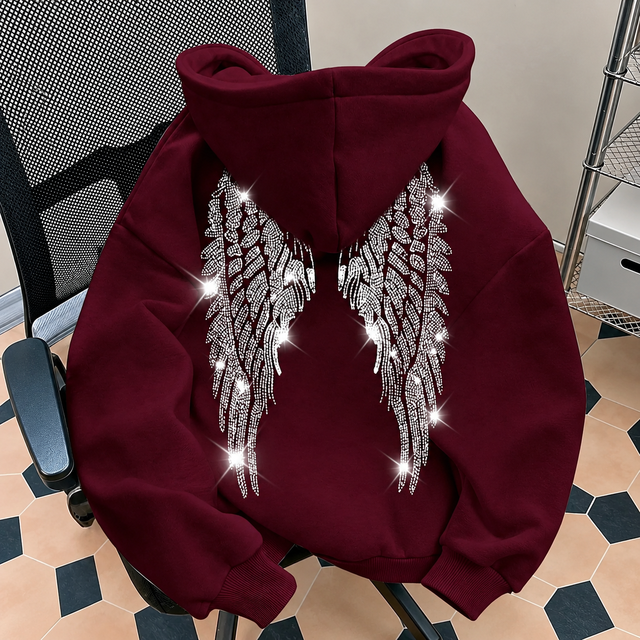 Casual Glitter Wing Graphic Sweatshirt For Women