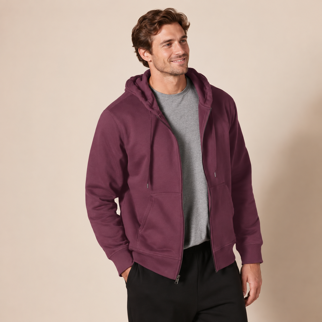 Casual Zip Up Hoodie For Everyday Wear For Men