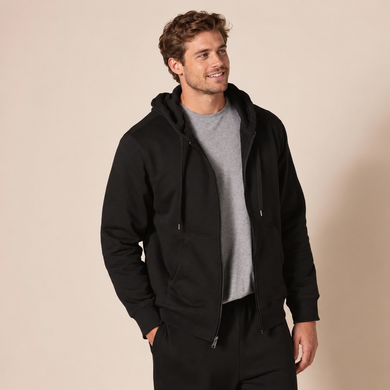 Casual Zip Up Hoodie For Everyday Wear For Men