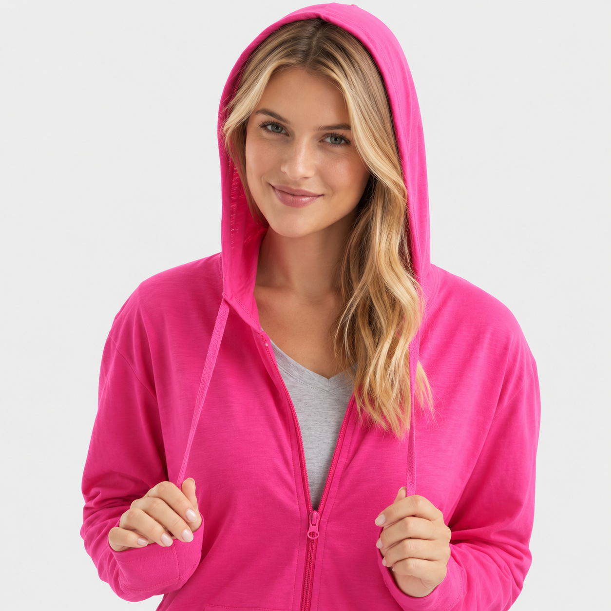 Casual Lightweight Full Zip Hoodie For Women