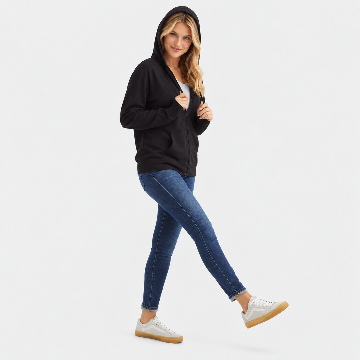 Casual Lightweight Full Zip Hoodie For Women