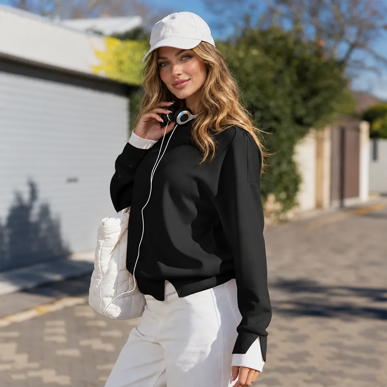 Patchwork Oversized Long Sleeve Pullover Hoodie for Women